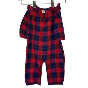 NWT Baby Gap Ruffle Buffalo Plaid Christmas Jumpsuit Size: 3-6 months
